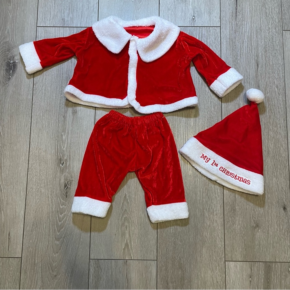 Baby Infant My First Christmas 3-Piece Santa Outfit Jacket, Pants, Hat 0-12‎ M